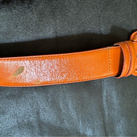 NWT. Zara Orange Leather Belt with Square Buckle. Size 32. main image 5